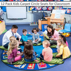 Tinideya 12 Pcs Kids Carpet Circle Seats for Class 16 Inch Round Classroom Rug Floor Cushions Soft First Day of School Educational Mat Non Slip Back to School Learning Playing Areas(Leaf)
