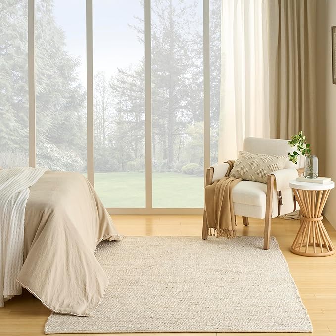 Nourison Home Natural Jute Ivory 8' x 10' Area Rug - Easy Clean, Non Shedding, Bed Room, Living Room, Dining Room, Kitchen (8' x 10')