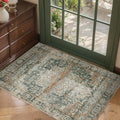 Entryway Rug Door Mat, Washable Samll 2x3 Rug, Green Boho Front Door Mat, Non Slip Area Rugs, Low Pile Throw Accent Entry Carpet for Indoor Entrance, Bathroom and Kitchen(Green 2x3ft)