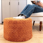 Asuprui 20x14 Inch Unstuffed Ottoman Pouf Cover – Lightweight Foot Rest, Floor Bean Bag Chair, Storage Pouf for Living Room, Bedroom & Balcony (Filler Not Included) (Orange)