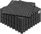 VEVOR Modular Interlocking Cushion, 12 Pack 12" x 12" Splicing Drainage Mats, Soft PVC Interlocking Drainage Floor Tiles, Non-Slip Drainage Holes for Restroom, Bathroom, Kitchen, Pool, Wet Areas, Blac