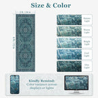 Teal 2x6 Runners for Kichen Floor Washable Non Skid, Boho Hallway Runner Rug for Entryway Front Door Foyer Mudroom, Vintage Medallion Carpet Runners 6ft for Bedroom Bathroom Laundry Room