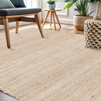 · REDEARTH · Jute Cotton Area Rug - 8'x10' Rectangular Rug, Sustainable Handwoven, Non-Shedding, Soft & Durable – Reversible, Neutral Tones for Home Décor in Living Room, Dining Room, Bedroom