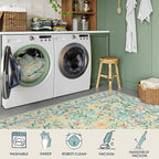 Lahome Sylvie Washable Runner Rug 2x6, Boho Bathroom Rug Runner, Vintage Floral Soft Thin Indoor Throw Carpet for Entryway Bedroom Hallway Bath Laundry Room, Green/Multi