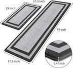 Mattitude Kitchen Mats Set of 2 Cushioned Rugs 0.47 inch Thick Anti-Fatigue Mats for Kitchen Floor,Waterproof Non-Slip Mats and Rugs Set for Office,Floor,Laundry 17.3"×29"+17.3"×59",Black