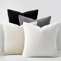 Topfinel Black and White Decorative Throw Pillow Covers,Soft Velvet Modern Double-Sided Designs Euro Shams Set of 4,Mix and Match for Home Decor,Pillow Inserts Not Included (24x24 inch, Black/White)