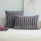 JOJUSIS Pack of 2 Faux Fur Plush Decorative Throw Pillow Covers Couch Cushion Case Soft Pillowcases (Grey, 12 x 20-Inch)