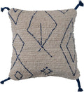 Creative Co-Op Tufted Cotton Pillow Cover with Geometric Pattern and Tassels, Natural and Blue