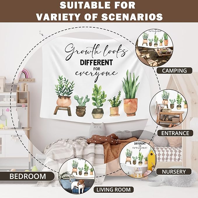 XLDLIOO Mental Health Wall Tapestry, Growth Looks Different for Everyone Inspirational Wall Tapestry Hanging for Classroom, Motivational Tapestries Decor Art for Therapy Counselor Office 40x30in