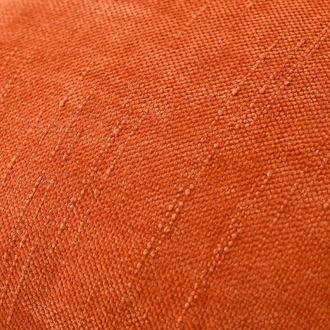 Set of 4 Soft Textured Decorative Throw Pillow Covers 18x18 Inch Cozy Farmhouse Cushion Cover Square Accent Pillow Cases for Bed Couch Sofa Living Room, Burnt Orange