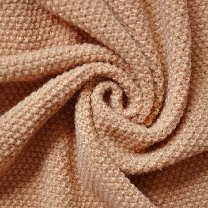 Throw Blanket for Couch,Soft Cozy Cable Knit Throw for Bed Sofa Chair Living Room,Lightweight Warm Maximalist Decor Christmas Blanket,55"x60",Tan