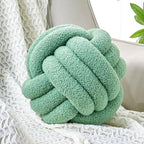 Uvvyui Knot Pillow Ball, Soft Home Decorative Pillows, Round Throw Pillow, Handmade Knotted Plush Pillow, Round Boucle Pillow Cushion (14 Inches Sage Green)