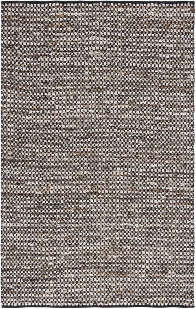 SAFAVIEH Natura Collection Accent Rug - 3' x 5', Black & Ivory, Handmade Flat Weave Wool & Jute, Ideal for High Traffic Areas in Entryway, Living Room, Bedroom (NAT349Z)