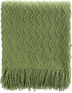 BATTILO HOME Green Throw Blanket for Couch, Textured Knit Throw, Green Blankets and Throws for Sofa Bed Living Room Decor, Outdoor Throw Blanket, 50"x60"