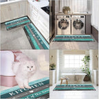 Arttown Teal Farmhouse Anti-Fatigue Kitchen Rug Set of 2 Grey Black Green Wood Vintage Cushioned Floor Standing Mat Waterproof Non-Slip Kitchen Mat and PVC Ergonomic Comfort Foam Rug