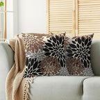 Black Brown Pillow Covers 20X20 Inch Set of 2, Spring Summer Floral Dahlia Flower Cream Decorative Throw Pillow Covers Outdoor Modern Farmhouse Cushion Case for Home Couch Sofa Bed Decor