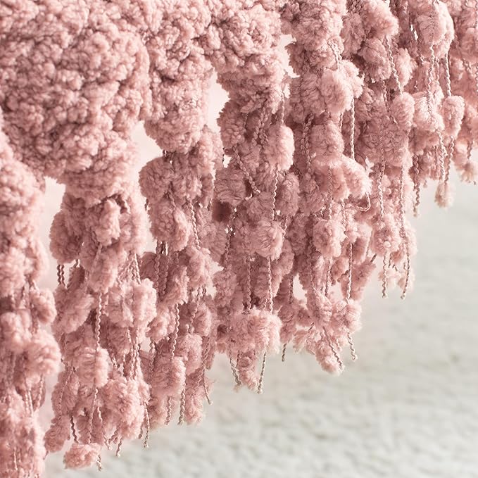Throw Blanket for Couch, Dusty Pink Luxury Knitted Throws 50"x60", Textured Blankets with Handmade Fringe Tassels for Bed Sofa Decorative, Chunky Soft Farmhouse Boho Home Decor