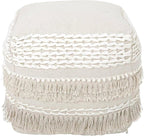 REDEARTH · UNSTUFFED Pouf Ottoman Cover Boho Textured Storage Cube Poof, Farmhouse Accent Pouffe Footrest for Living Room, Bedroom, Nursery, kidsroom, Nook; 100% Cotton (18x18x18; Natural)
