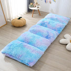 Mengersi Velvet Floor Pillows,Faux Fur Tie Dye Pillow Bed Floor Lounger Cover,Sleeping Mat for Kids Teen Toddler,Pillow Lounger for Reading Playing Games Party,Requires 5 Pillows(King,Blue)