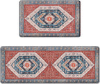 Arttown Kitchen Mats for Floor 2Pcs-Anti Fatigue Non Slip Mats for Kitchen Floor, Cushioned Waterproof & Stain-Resistant Boho Stripe Mat Set