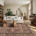 6x9 Area Rugs for Living Room Bedroom, Large Washable Christmas Rug, Vintage Oriental Boho Rug, Non Slip & Low Pile Faux Wool Thin Carpet for Indoor Dining Room, Classroom Dorm and Kids Room