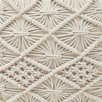 Ornavo Home Pouf Ottoman Foot Rest - 100% Cotton Pouffe - Hand Knitted Macrame Braid - Boho Round Stuffed Ottoman for Living Room, Bedroom - Natural