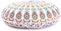 Indian round floor pillow Mandala Floor Pillow Cover Seating Cushion Throw Cover Hippie Decorative Bohemian Ottoman Pouf Cover, Pom Pom Pillow Cases ,Boho 32" Musturd Inches