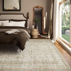 Machine Washable Rugs for Living Room: 5x7 Area Rugs for Bedroom Boho Vintage Rugs Stain Resistant Non Slip Low Pile Soft Lightweight Carpet for Kitchen Dining Room Farmhouse Nursery Kids Room