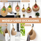 3 Pack Boho Wall Hanging Fruit Baskets, Woven Cotton Rope Hanging Storage Basket with 3 Hooks for Kitchen Vegetable Onion Potato Organizer, 3 Size