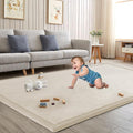 Baby Play Mat for Floor Nursery Rug Muscle Mat Area Rug Playroom Rug 65"x50" Playpen Mat Memory Foam 1.3" Thick Crawling Mat for Babies,Toddlers, Infants, Kids,A Beige