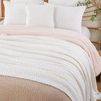 BATTILO HOME Cream White Throw Blanket for Couch, Ivory Throw Blanket for Bed, Warm Decorative White Blanket Throw for Home Decor, 50" x 60"