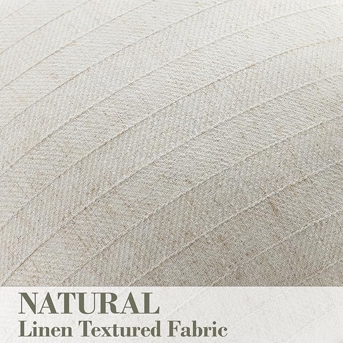 24x24 Linen Pillow Covers Beige Pack of 2 Farmhouse Boho Neutral Accents Striped Textured Square Decorative Throw Pillow Cases for Living Room Couch Bed Home Decor