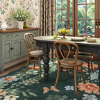 Lahome Floral Washable 6x9 Area Rugs, Soft Bedroom Rug for Living Room Ultra-Thin Non Slip Dining Room Rug, Stain Resistant Boho Rugs Throw Carpet for Office Flore (6'x9',Dark Green)