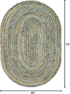 Unique Loom Braided Chindi Collection Casual Modern Blue Oval Rug (4' 0 x 6' 0), Blue/Natural