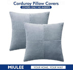 MIULEE Dustyblue Decorative Throw Pillow Covers 18x18 Inch for Couch Bed Sofa Pack of 2 Coastal Boho Farmhouse Throw Pillows Soft Cross Corduroy Patchwork Textured Cushion Cases