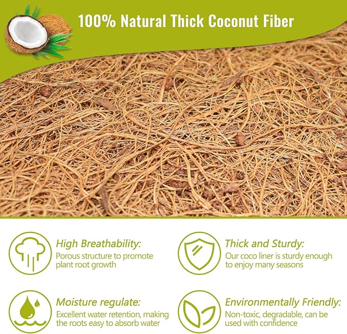 Legigo 3 Pack 14 Inch Hanging Basket Coco Liners Replacement, 100% Natural Round Coconut Coco Fiber Planter Basket Liners for Hanging Basket Flowers/Vegetables