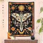 Aipon Orange Moth Tapestry Boho Retro Floral Flowers Tapestries Aesthetic Vintage Mushroom Tapestries Bedroom Indie Vertical Tapestry Wall Hanging for Living Room Dorm (60.00'' × 80.00'', Orange)