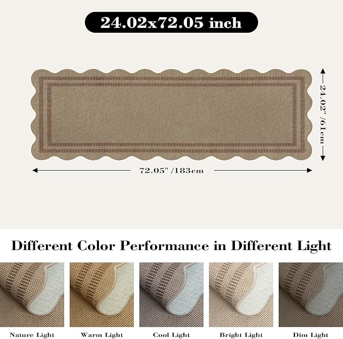 Modern Easy Jute Rug, 2x6 Kitchen Runner Washable Rug Runners for Hallways Farmhouse Carpet, Non Slip Indoor Outdoor Runner Brown Door Mat for Porch Laundry Entryway