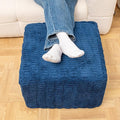 Asuprui Round Square Pouf Ottoman Foot Rest – Lightweight Modern Footstool with Plush Foam Filling, Perfect for Living Room Decor & Cozy Comfort – 20x20x14 Inch Chic Accent Piece (Navy Blue)