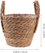 Zerodeko Seagrass Planter Basket Straw Plant Baskets Woven Basket Flower Plant Pot Wicker Plant Containers with Plastic Liner for Indoor Plants Laundry Room 16cm Khaki
