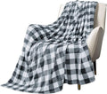 MACEVIA Flannel Fleece Throw Blanket for Couch, Buffalo Plaid Blanket Gray and White, Lightweight Cozy Soft Blanket for Bed Sofa 260GSM, Suitable for All Seasons (Gray White Checkered,60x50inches)