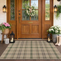 Washable Door Mat Indoor Entrance - Large Entryway Rug 2'3" x 3'7" (27.5" x 43"), Non Slip Sage Plaid Decor for Kitchen, Bathroom, Easy Jute Layering Rug for Front Porch