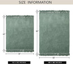 Chenille Throw Blanket for Couch 50"X 60", Soft Cozy Throws with Fringe Tassel for Bed Sofa Chair Cover, Lightweight Knitted Decorative Boho Blankets for Living Room, Sage Green