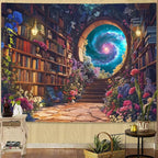 Accnicc Floral Bookshelf Tapestry Fantasy Library Tapestries Wall Hanging Vintage Plant Flower Book Small Tapestry for Bedroom Living Room Dorm 60 x 44 inch