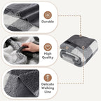LURKA Checkered Sherpa Fleece Throw Blanket – Soft and Cozy, Medium Weight for All Season, Plush Throw for Couch, Bed & Pets, Smoke Grey, 50x60 Inches
