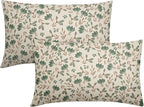 Brown Green Floral Pillow Covers 12x20 Set of 2 Vintage Rustic Old Style Cute Small Flower Print Rectangle Decorative Outdoor Pillowcases Farmhouse Throw Cushion Case Decor for Couch Sofa Bed