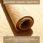 Hand Woven Jute Braided Rug, – Natural, Reversible Boho Entry Area Rugs for Kitchen, Living Room I Farmhouse Indoor Outdoor Decorative Floor Rug - (2 x 6)
