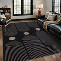 Tangsoo Rainbow Easy Jute 4x6 Washable Area Rug for Outdoor Patio,Black Non-Slip Thin Rug Farmhouse Indoor Floor Carpet,Boho Throw Mat for Front Porch Kitchen Bedroom Foyer Sunroom