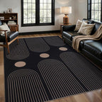 Tangsoo Rainbow Easy Jute 4x6 Washable Area Rug for Outdoor Patio,Black Non-Slip Thin Rug Farmhouse Indoor Floor Carpet,Boho Throw Mat for Front Porch Kitchen Bedroom Foyer Sunroom
