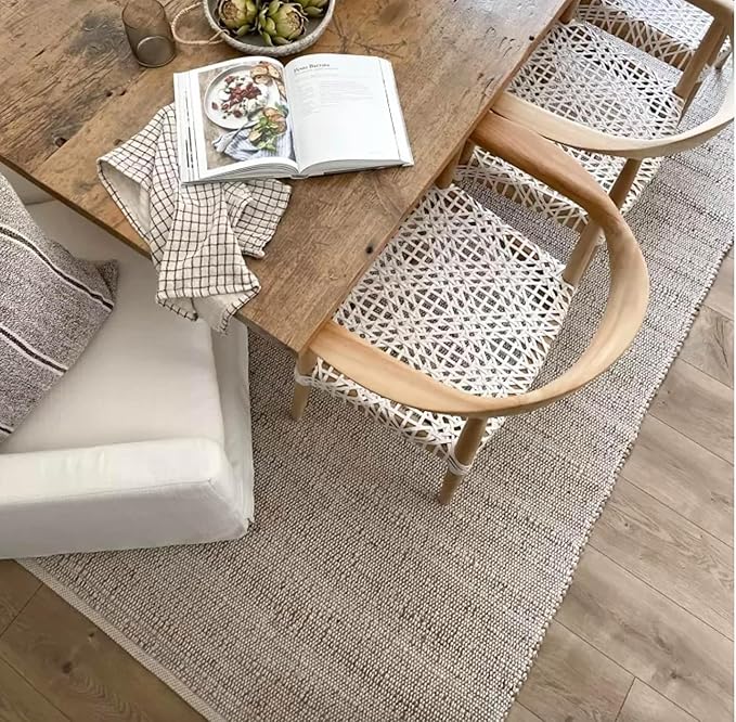 S & L Homes Jute Cotton Hand Woven Natural Farmhouse Area Rug for Living Room Bedroom Kitchen Hallway Entryway- Rustic Vintage Bohemian Decor - (2' x 8' Natural)